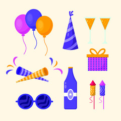 Happy new years icons party celebration design isolated on white background