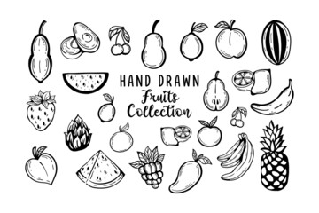 Hand drawn fruits collection
