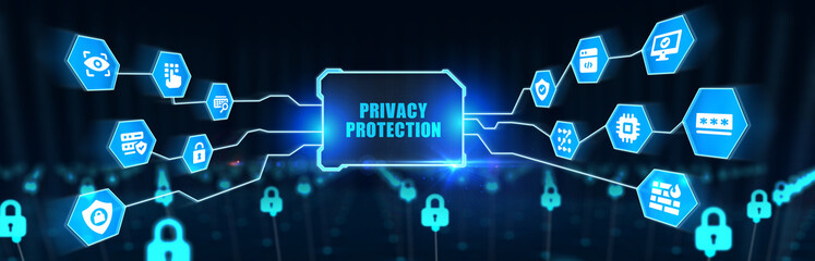 Cyber security data protection business technology privacy concept. 3d illustration