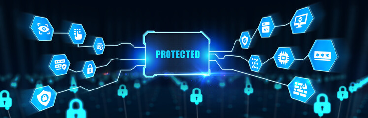 Cyber security data protection business technology privacy concept. 3d illustration