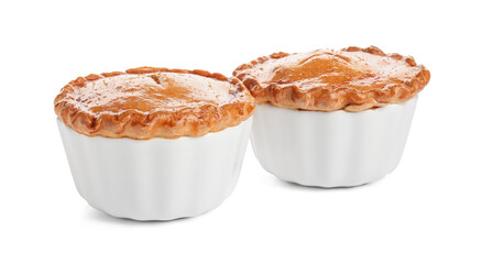 Tasty beef pot pies on white background © Pixel-Shot