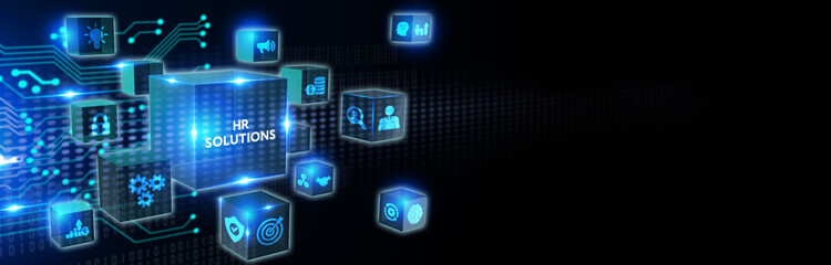 Obraz premium Business, Technology, Internet and network concept. HR Solutions.3d illustration