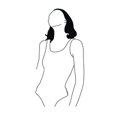 Sensual Linear Woman In Underwear. Woman Body. 
