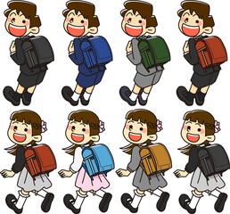 ランドセルを背負う小学生のカラーバリエーション