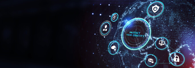 Cyber security data protection business technology privacy concept. 3d illustration.Protect your identity