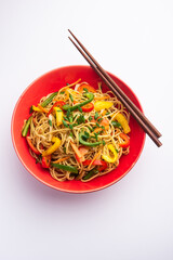 Schezwan Noodles or Szechwan vegetable Hakka Noodles