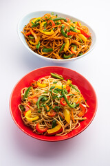 Schezwan Noodles or Szechwan vegetable Hakka Noodles