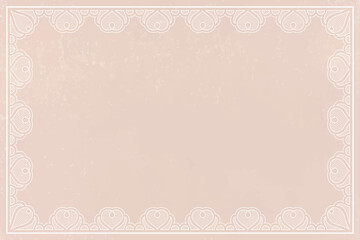 Heart lace frame, circle shape on beige background vector