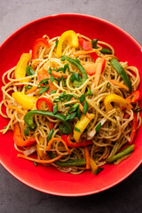 Schezwan Noodles or Szechwan vegetable Hakka Noodles