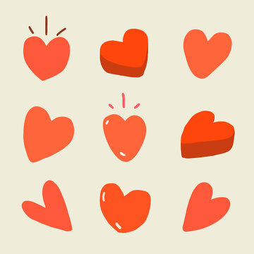 Heart doodle sticker, Valentine’s day illustration vector set
