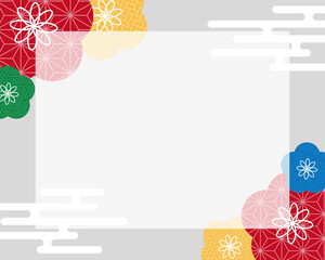 梅と雲の和風フレーム