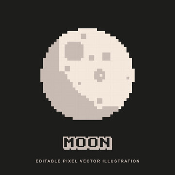 Pixel moon creative design icon vector illustration for video game asset, motion graphic and others