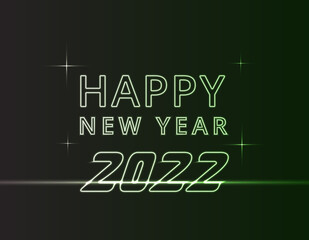 Obraz premium Happy new year 2022 background in realistic neon light style