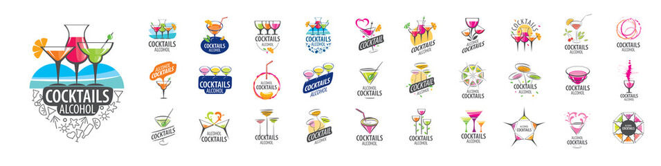 A set of vector Cocktail logos on a white background