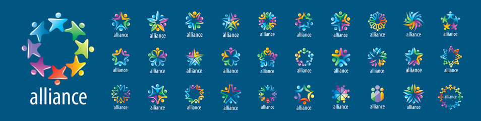Obraz premium A set of vector Alliance logos on a blue background
