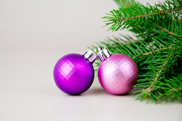 Christmas tree decoration on the background of fir branches