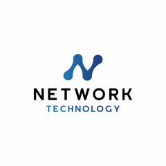 Letter N digital network logo Technology app