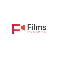 F letter plus film camera symbol logo