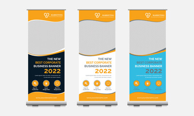 Business Roll-Up Banner 2022. Standee Design. Banner Template. Presentation Vector illustration