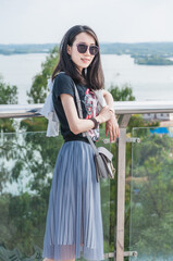 Oriental women on outdoor vacation