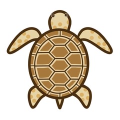 イラスト素材　海の生き物　ウミガメ