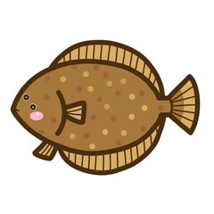 イラスト素材　海の生き物　カレイ　