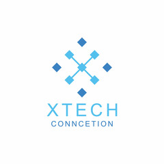 Obraz premium Letter x digital network logo Technology app