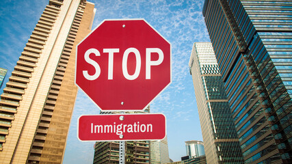 Street Sign Emigration versus Immigration