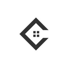 Simple house letter C logo design vector