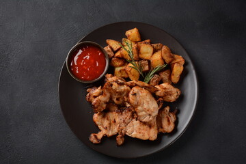 Grilled Marinated boneless skinless chicken thighs((Pargiot). Traditional Israeli dish