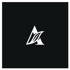 Initials A serif font logo design, natural leaf icon symbol