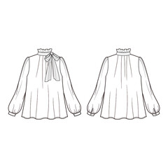 Blouse Fashion Flat Sketch Template