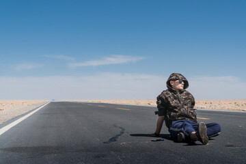 A man traveling in Xinjiang, China