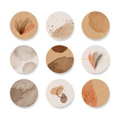 Highlight cover vector set. Watercolor highlight icons for social media stories.  Pack of design elements for social page covers.