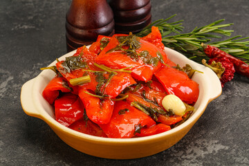 Tasty marinated red bell pepper