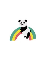 panda and a rainbow, cute panda, panda isolated