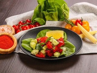 Season vegetable salad with tomato