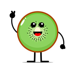 Kiwi fruit mascot or cartoon character. Simple kiwi fruit clipart.
