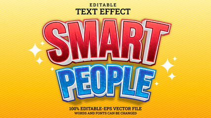 3D Text Effect Editable Smart People Premium Vector