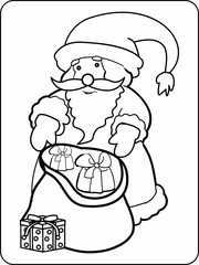 Christmas coloring page Shanta, Santa vector for KDP books