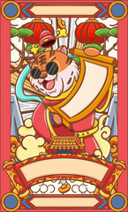 Cartoon hand drawn illustration design of Chinese New Year and the year of the tiger

