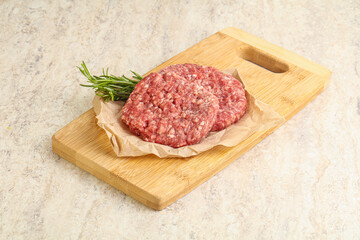 Raw beef burger cutlet for grill