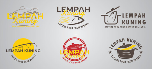 A combination of a collection of yellow lempah logo templates, typical food of Bangka