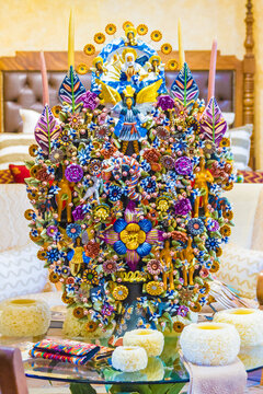 Colorful tree of life of the Ocumicho culture in Michoacan, Mexico