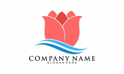 Flower and water vector logo