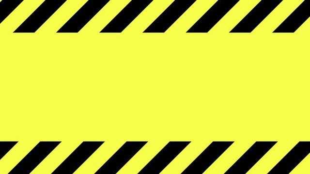 A warning caution tape, angled stripes with a horizontal scroll. Yellow background, fast motion.
