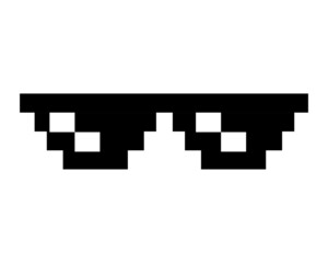 Pixel glasses. Black pixelated goggles.