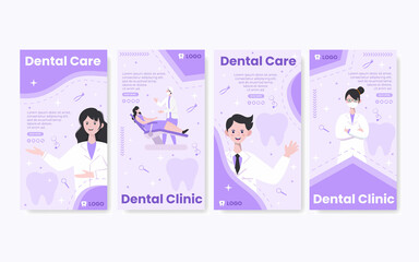 Fototapeta premium Dental Flat Design Illustration Stories Editable of Square Background Suitable for Social media, Feed, Card, Greetings, and Web Internet Ads