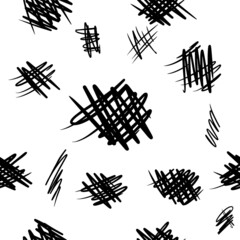 Doodle vector seamless handwritten foundation black on white. For various design needs.