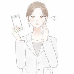 スマホを持つ、困っている女性医師